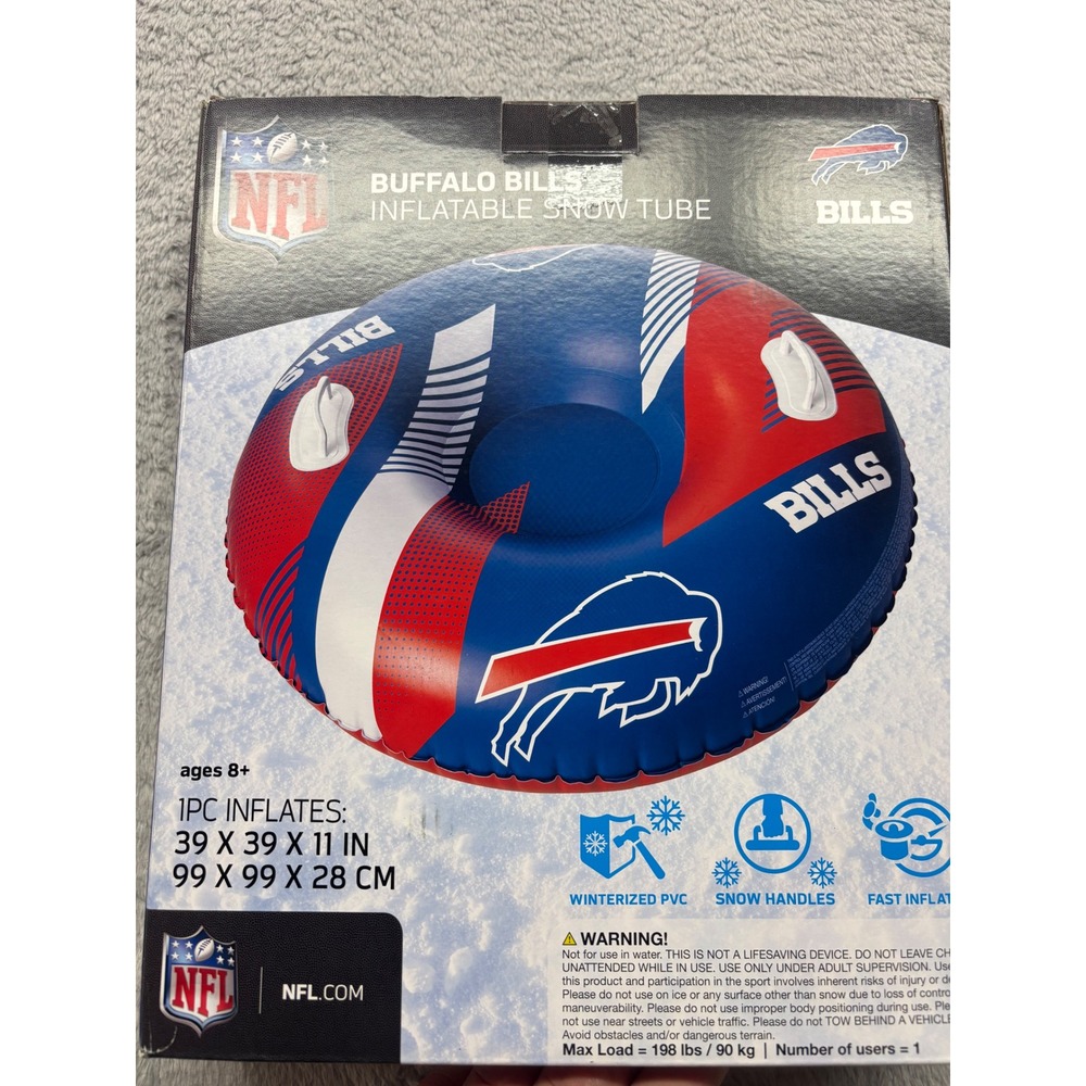 Buffalo Bills NFL Inflatable Snow Tube BigMouth Inc 39 Inch Winter Sled Red Blue